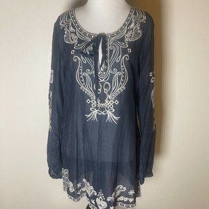 Monoreno Womens Embroidered Dress Tunic Top Size S